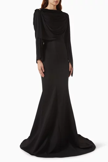 Kyria Detachable-cape Dress