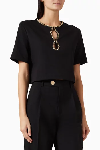 Azalee Embellished T-shirt in Cotton Blend