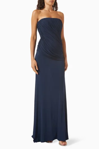 Strapless Draped Gown in Jersey