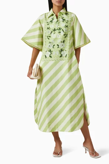 Anj Midi Dress in Cotton Poplin