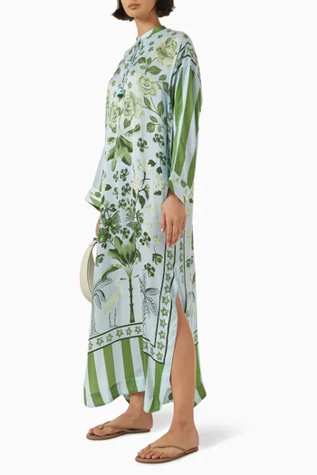 Floral-print Kaftan in Silk