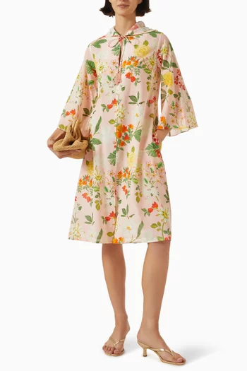 Villa Floral-print Hoodie Dress