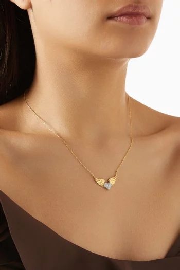Heart & Wings Pendant Necklace in 24kt Gold-plated Sterling Silver