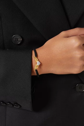 Heart & Wings Cord Bracelet in 24kt Gold-plated Sterling Silver