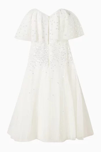 Sunrise Sequin Short Cape Gown in Tulle