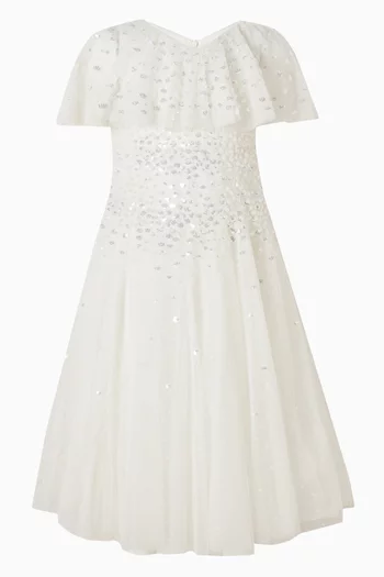 Sunrise Sequin Short Cape Gown in Tulle