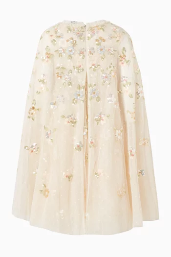 Freesia Shimmer Cape Dress in Tulle
