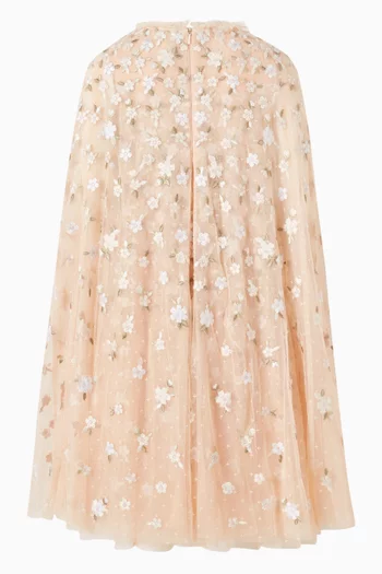 Camellia Ditsy Cape Dress in Tulle