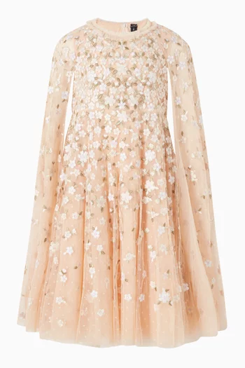 Camellia Ditsy Cape Dress in Tulle