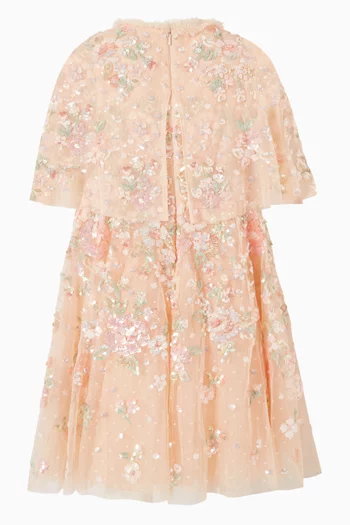 Sequin Bouquet Cape Dress in Tulle