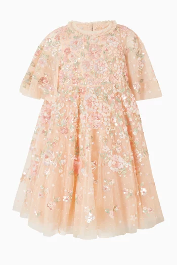 Sequin Bouquet Cape Dress in Tulle