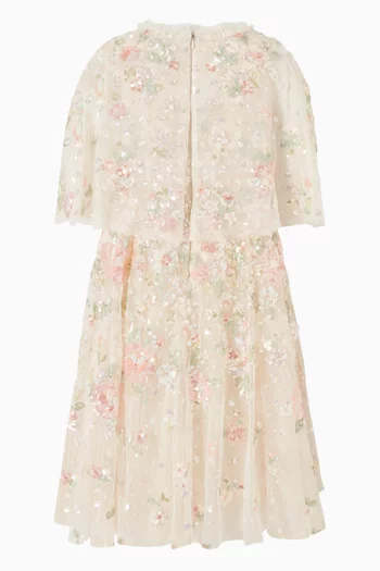 Sequin Bouquet Cape Dress in Tulle