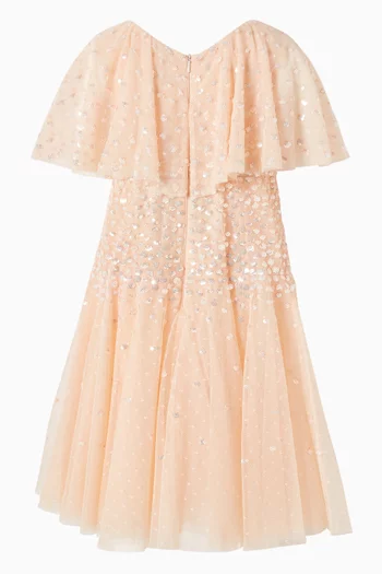 Sunrise Sequin Short Cape Dress in Tulle