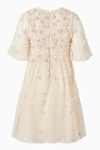 Shimmer Ditsy Short Sleeve Dress in Tulle