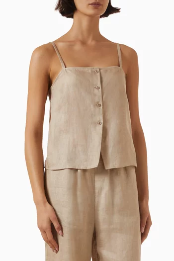 Button Cami Top in Linen