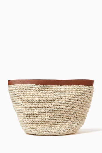 Large Zip Clutch in Iraca Palm & Leather