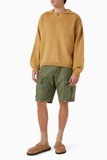 5 Star Henley Knit Crew Sweater in Cotton