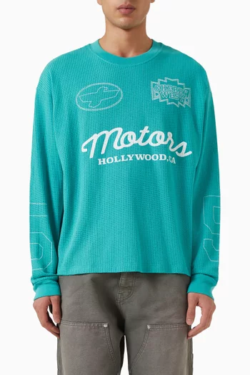 Text-print Sweater in Cotton-mesh