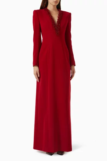 Embellished V-neck Maxi Dress