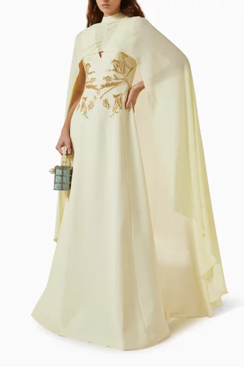 Embellished Cape-style Maxi Dress