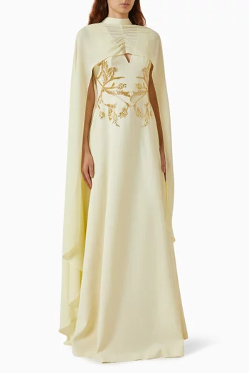 Embellished Cape-style Maxi Dress