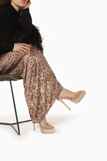 Katy 140 Embellished Platform Sandals in Lace