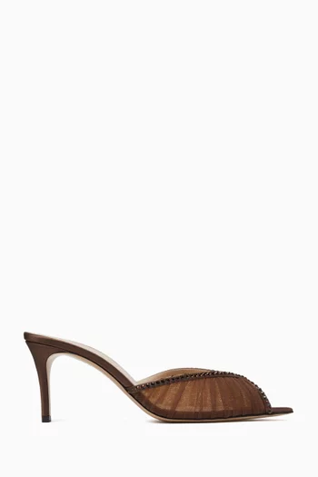 Katy 75 Mule Sandals in Tulle & Satin