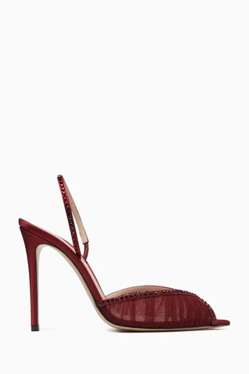 Katy 105 Slingback Sandals in Satin & Tulle