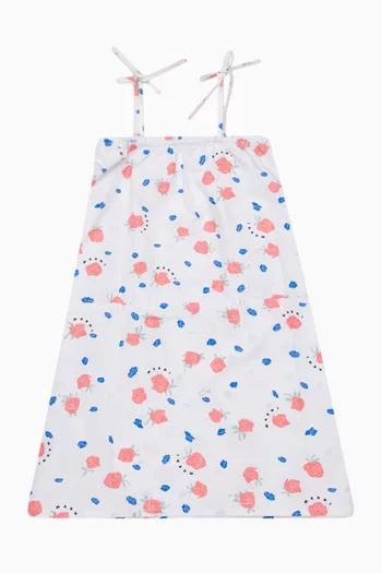 Tea Time-print Strappy Dress in Cotton