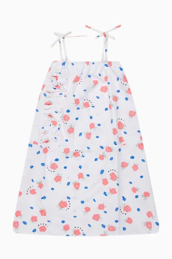 Tea Time-print Strappy Dress in Cotton