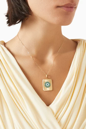 Evil Eye Enamel Pendant in 18kt Gold