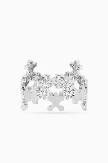 Geometric Diamond Ring in 18kt White Gold