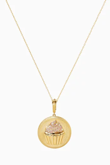 Cupcake Pink Sapphire & Diamonds Pendant Necklace in 18kt Gold