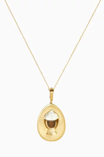 Mother of Pearl & Tiger Eye Pendant Necklace in 18kt Gold