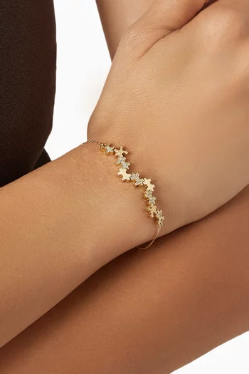 Brushed Highgloss Diamond Bracelet in 18kt Gold