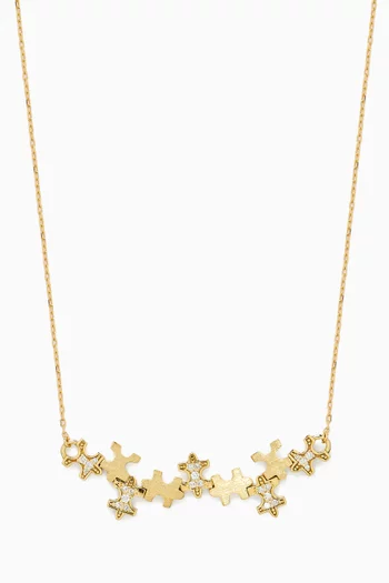 Brushed Highgloss Diamond Necklace in 18kt Gold