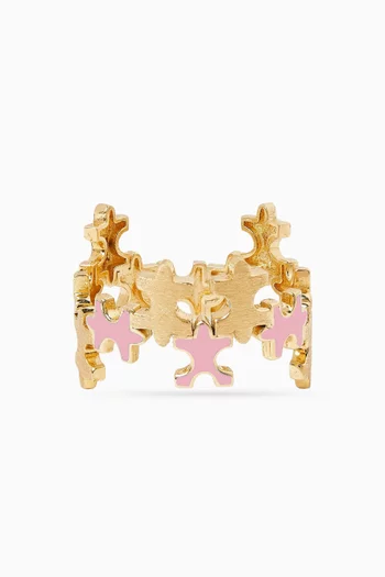 Geometric Enamel Ring in 18kt Gold