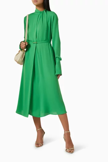 Belted Dress in Silk Georgette