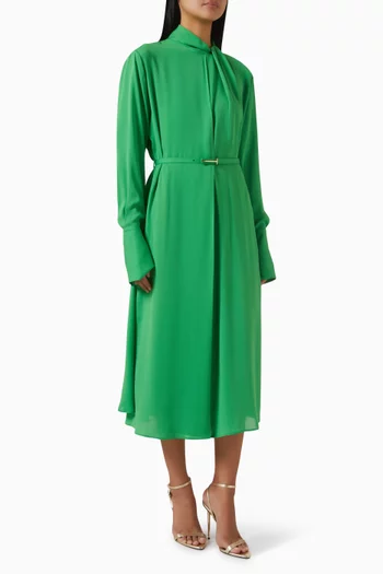 Belted Dress in Silk Georgette