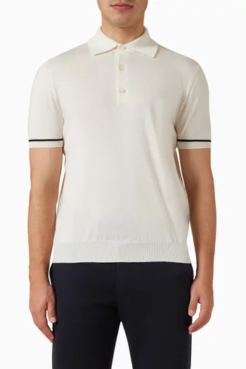 Contrast Piping Polo Shirt in Cashmere & Silk