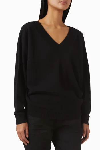 V-neck Knit Sweater in Cashmere