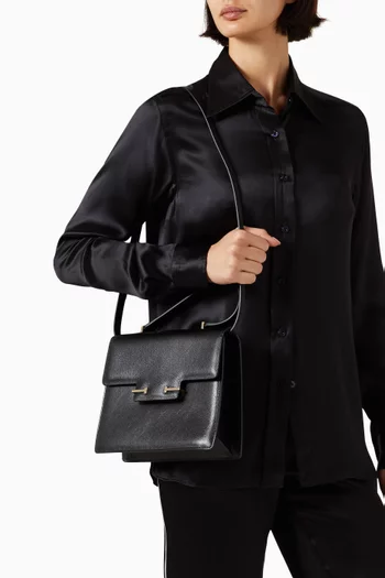 Small Aube Top-handle Bag in Grained Leather