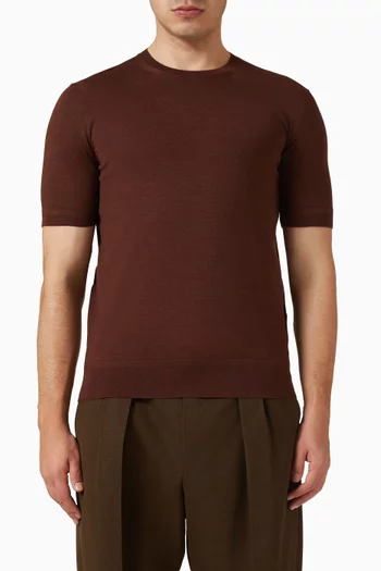 Fine Gauge Crew Neck T-shirt in Cashmere & Silk