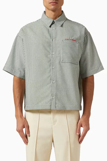 Seersucker Shirt in Linen-blend