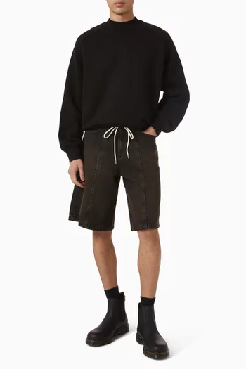 Felled Drawstring Bermuda Shorts in Denim