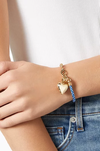 Medium Cord & Chain Heart Charm Bracelet