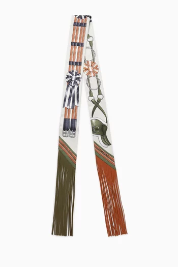 Unused Jumping Leather Fringes Twilly Scarf