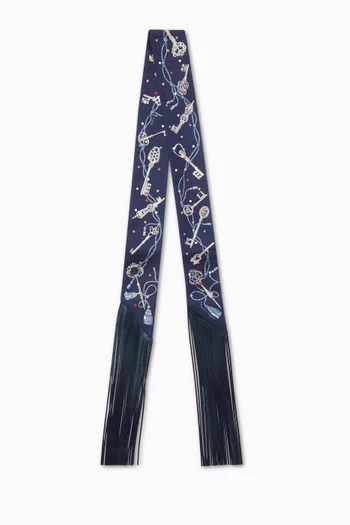 Unused Les Cles a Pois Leather Fringes Twilly Scarf