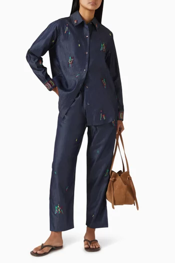Fern Embroidered Shirt in Cotton