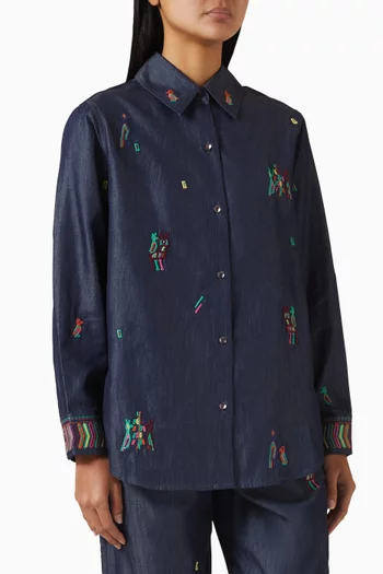 Fern Embroidered Shirt in Cotton